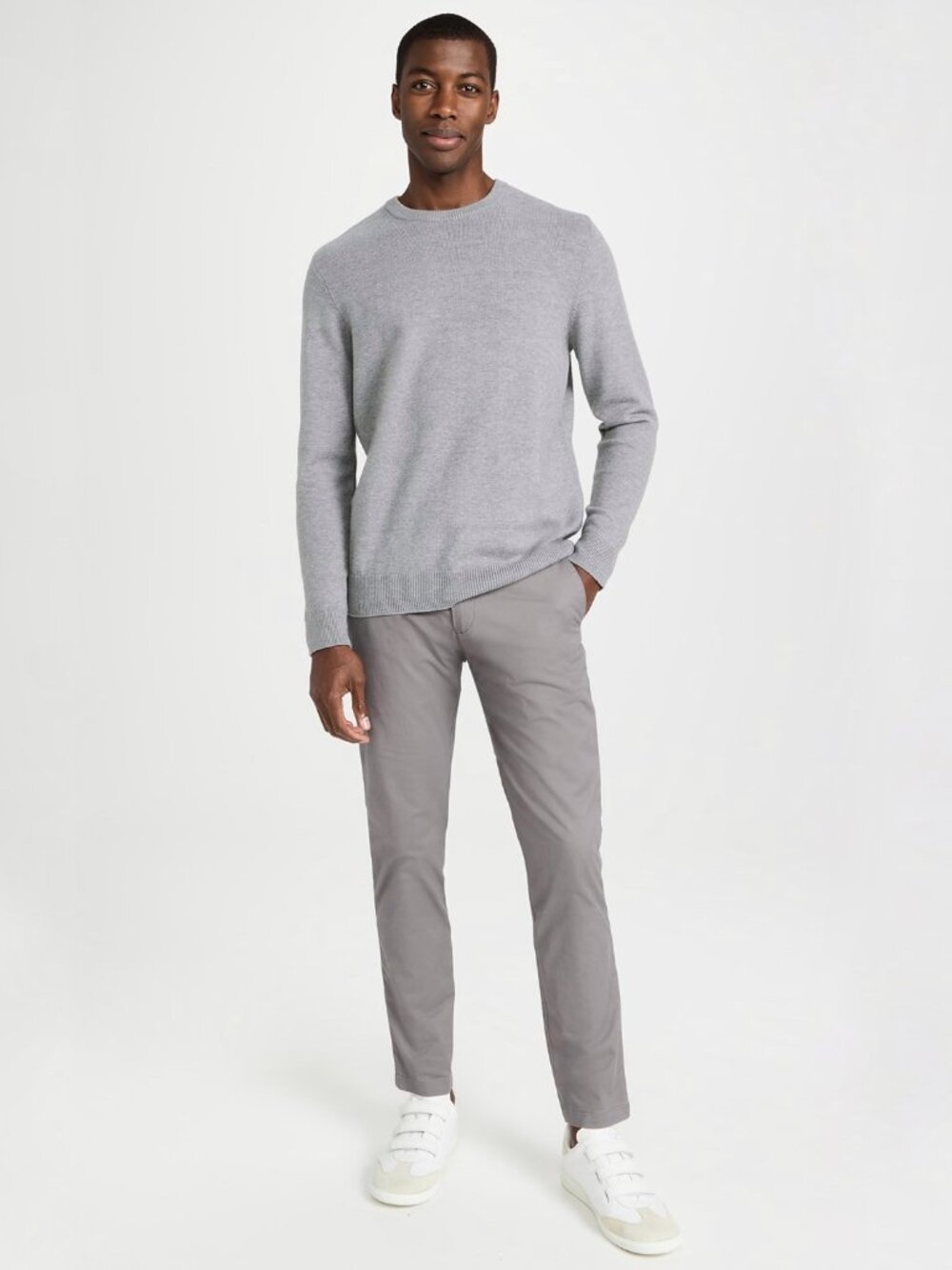 CLUB MONACO Connor Light Grey Cotton Twill Modern Slim Fit Chino Pants, Size 32